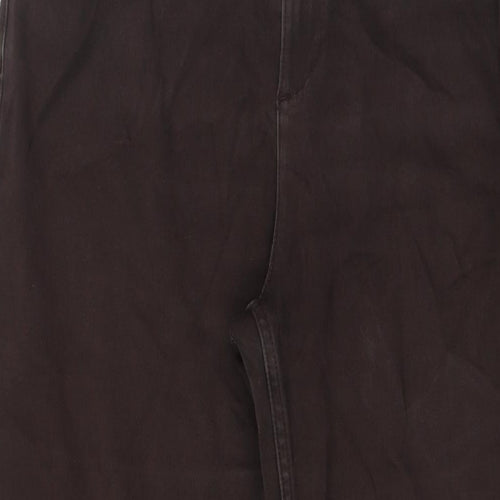 Marks and Spencer Womens Brown Cotton Straight Jeans Size 16 L30 in Regular Zip
