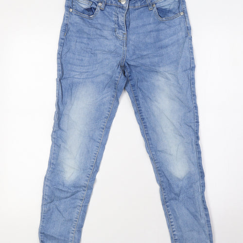 Parisian Womens Blue Cotton Skinny Jeans Size 8 L26 in Regular Zip - Raw Hem
