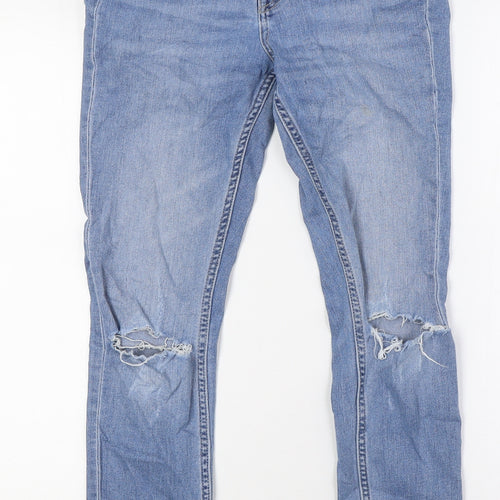 H&M Womens Blue Cotton Skinny Jeans Size 8 L28 in Regular Zip