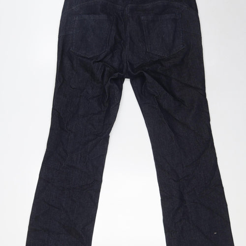 NEXT Womens Blue Cotton Bootcut Jeans Size 14 L30 in Regular Zip