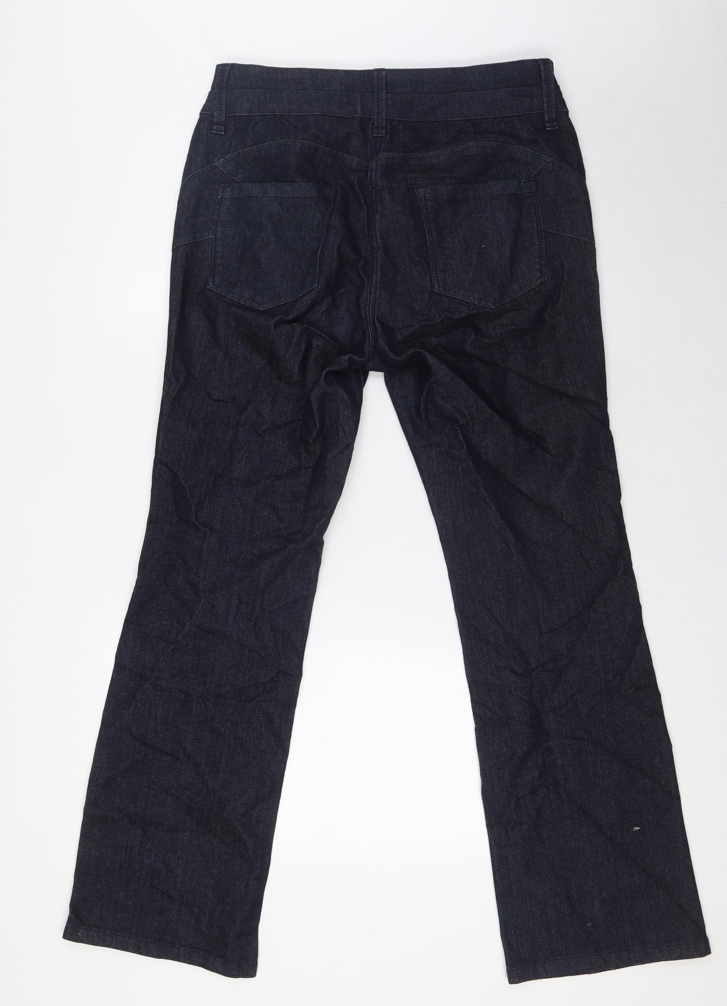 NEXT Womens Blue Cotton Bootcut Jeans Size 14 L30 in Regular Zip