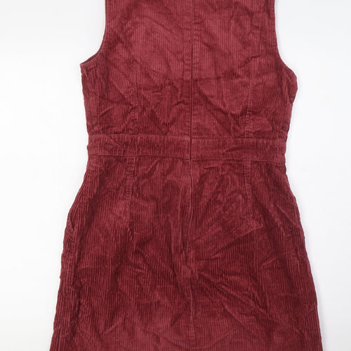 Monsoon Womens Red Cotton A-Line Size 12 V-Neck Zip