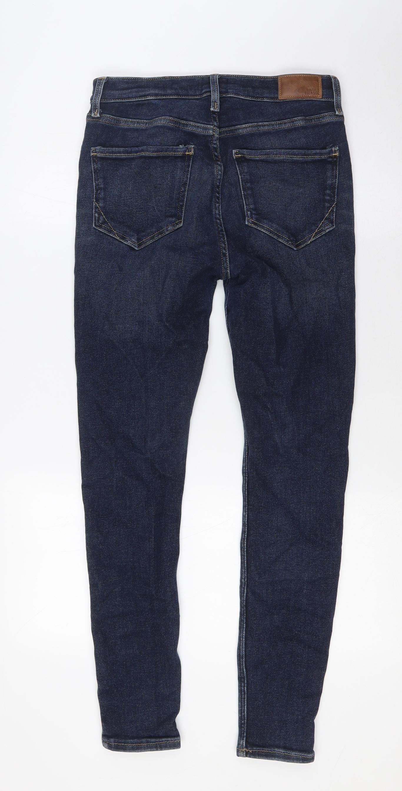 River Island Womens Blue Cotton Skinny Jeans Size 8 L27 in Regular