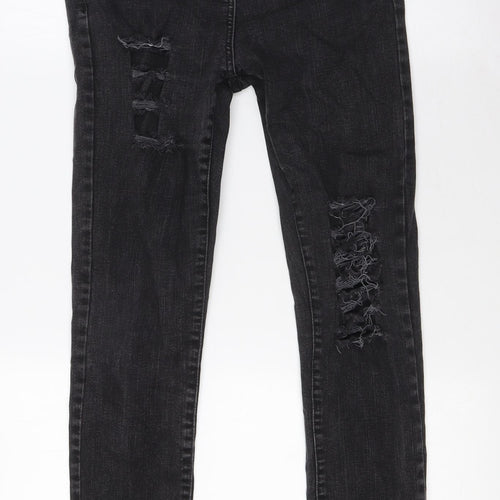 NEXT Womens Black Cotton Skinny Jeans Size 10 L28 in Regular Zip