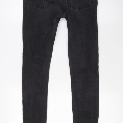 NEXT Womens Black Cotton Skinny Jeans Size 10 L28 in Regular Zip