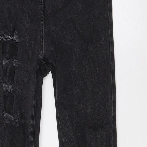 NEXT Womens Black Cotton Skinny Jeans Size 10 L28 in Regular Zip