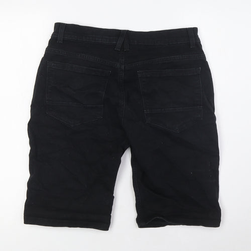 Denim Co Mens Black Cotton Cargo Shorts Size 32 in L10 in Regular Tie