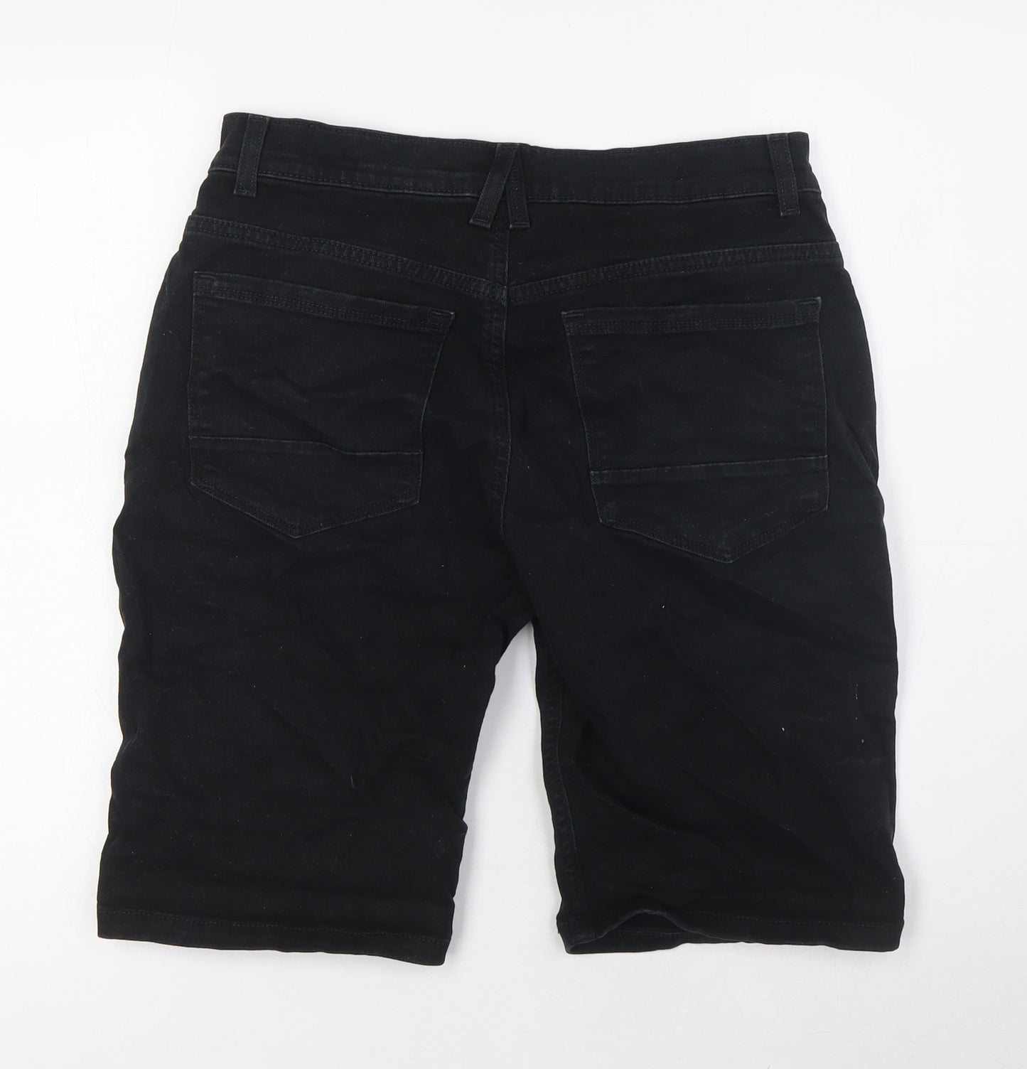 Denim Co Mens Black Cotton Cargo Shorts Size 32 in L10 in Regular Tie