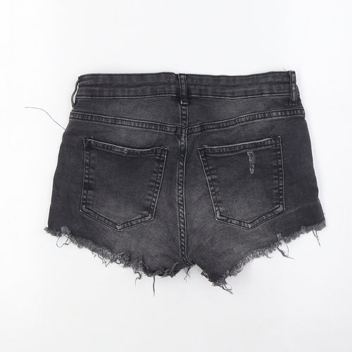 H&M Womens Black Cotton Basic Shorts Size 4 Regular Zip