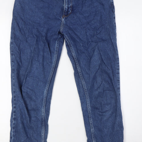 MNG Womens Blue Cotton Mom Jeans Size 8 L28 in Regular Zip