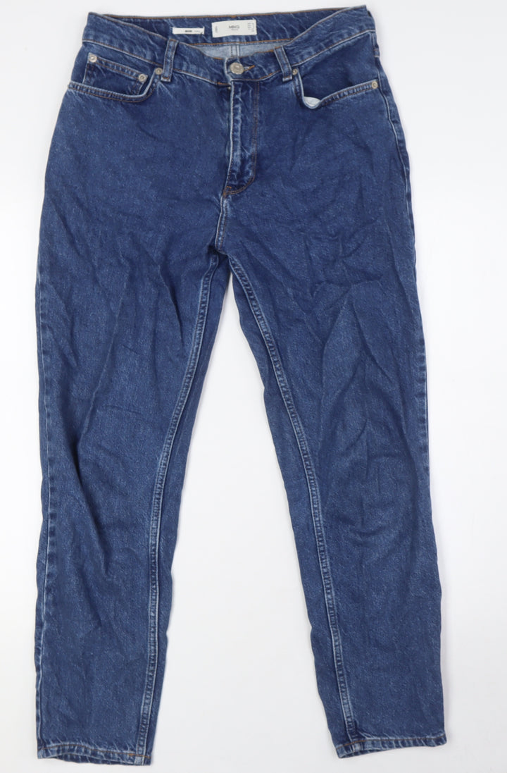 MNG Womens Blue Cotton Mom Jeans Size 8 L28 in Regular Zip