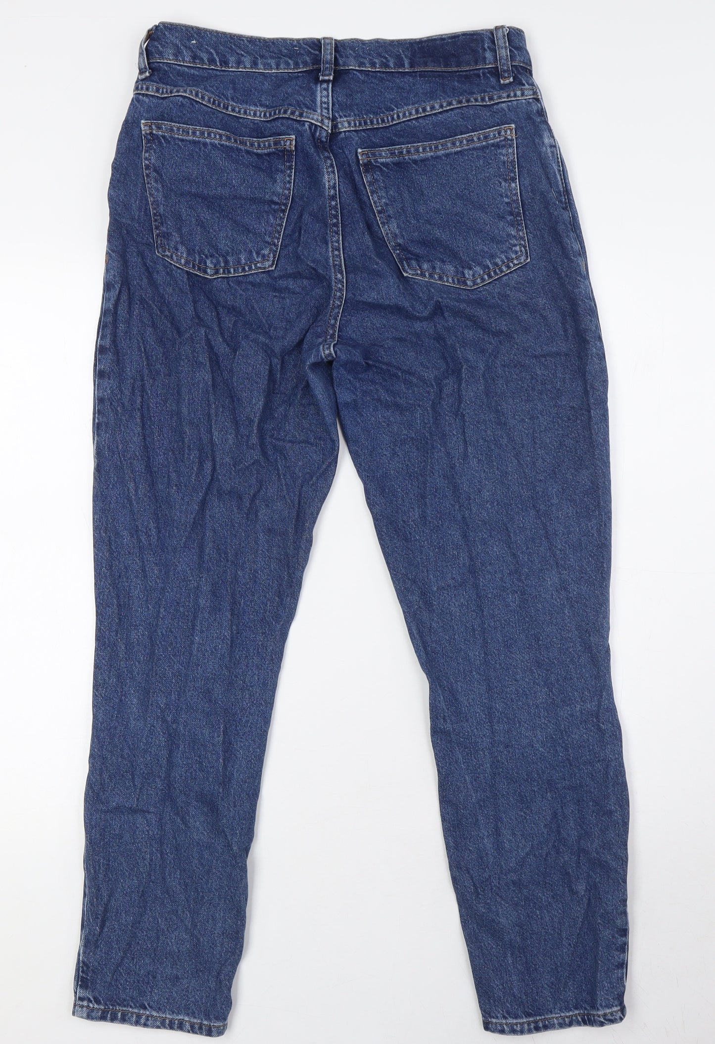 MNG Womens Blue Cotton Mom Jeans Size 8 L28 in Regular Zip