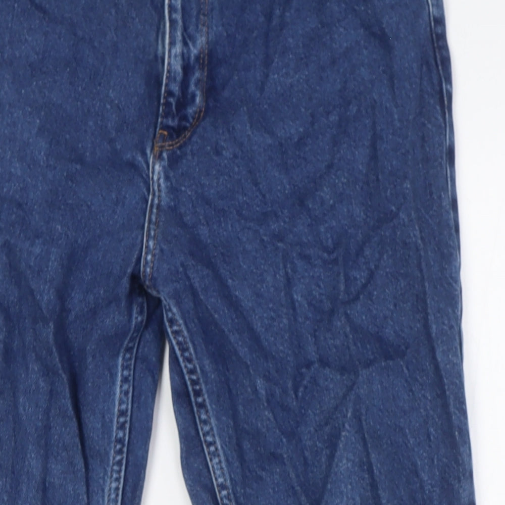 MNG Womens Blue Cotton Mom Jeans Size 8 L28 in Regular Zip