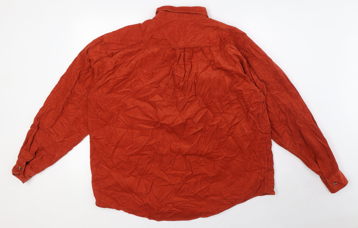 Bon Marche Womens Orange 100% Cotton Basic Button-Up Size 18 Collared - Pockets