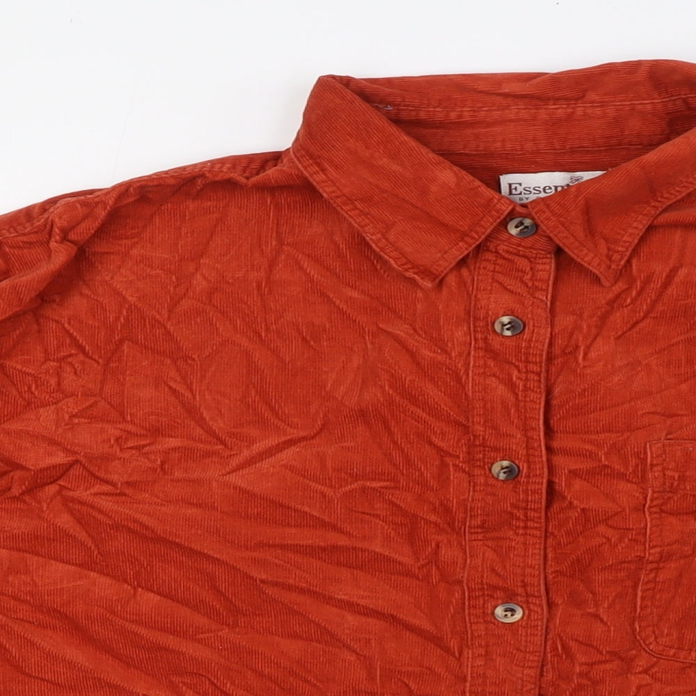 Bon Marche Womens Orange 100% Cotton Basic Button-Up Size 18 Collared - Pockets