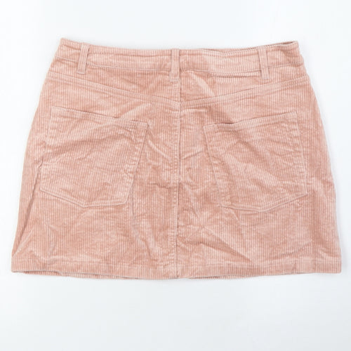 H&M Womens Pink Cotton A-Line Skirt Size 12 Zip