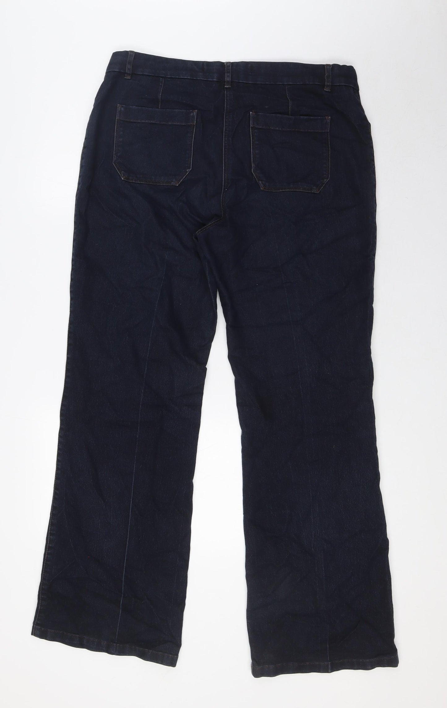 NEXT Womens Black Cotton Wide-Leg Jeans Size 14 L31 in Regular Zip