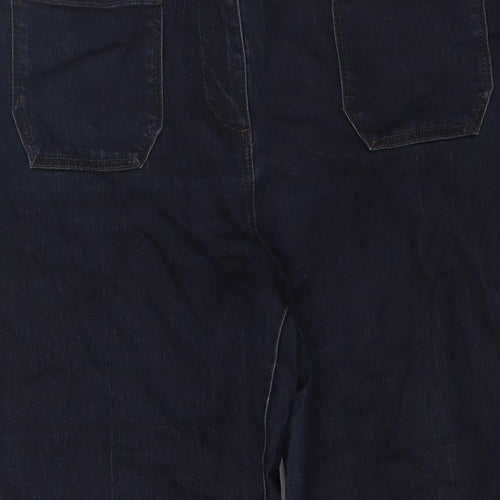 NEXT Womens Black Cotton Wide-Leg Jeans Size 14 L31 in Regular Zip