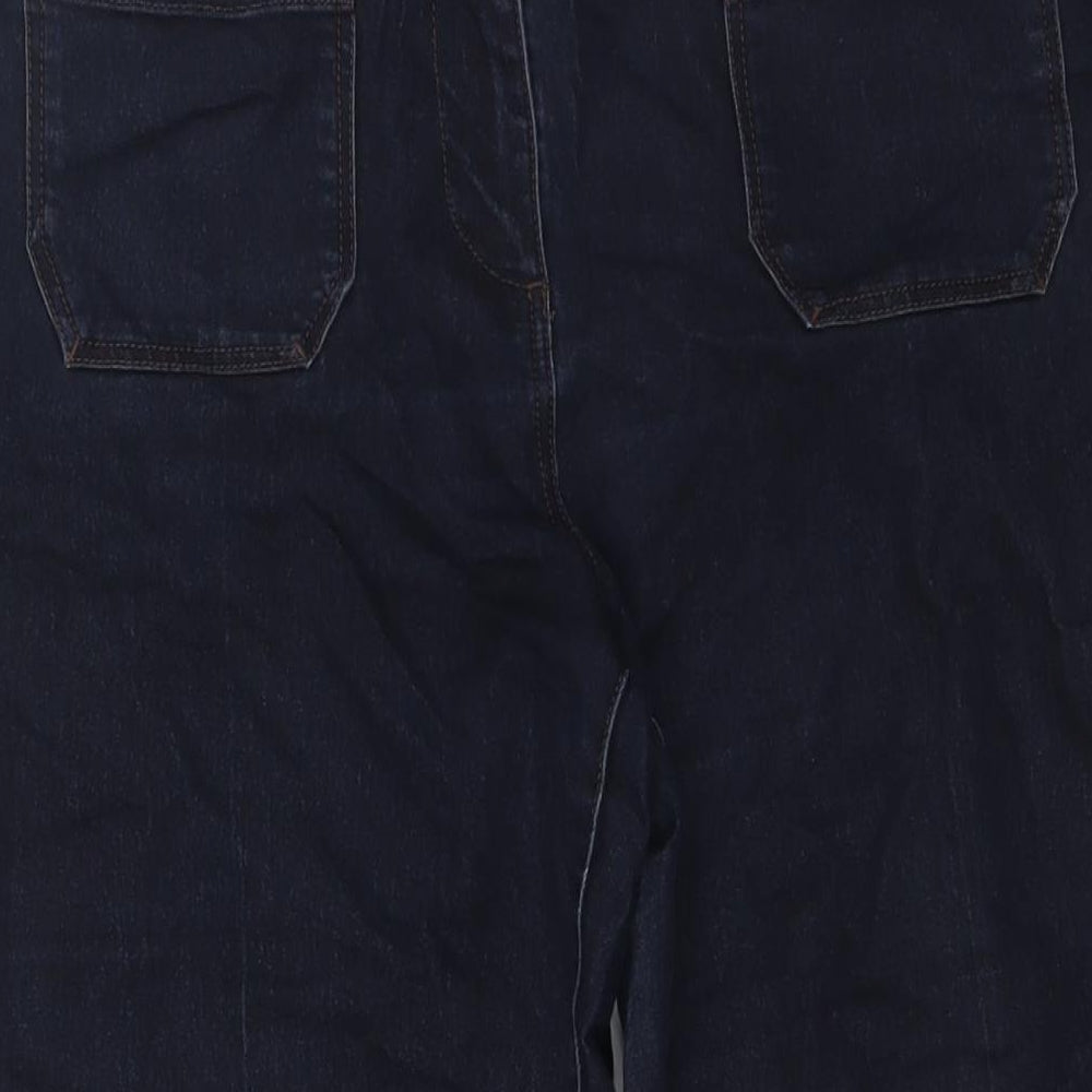 NEXT Womens Black Cotton Wide-Leg Jeans Size 14 L31 in Regular Zip