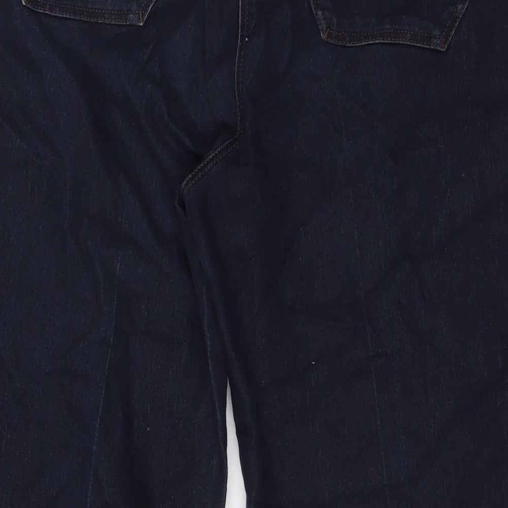 NEXT Womens Black Cotton Wide-Leg Jeans Size 14 L31 in Regular Zip