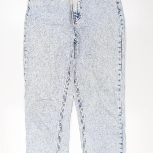 Pull&Bear Womens Blue Cotton Mom Jeans Size 4 L24 in Regular Zip