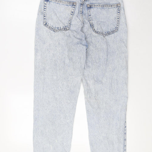 Pull&Bear Womens Blue Cotton Mom Jeans Size 4 L24 in Regular Zip