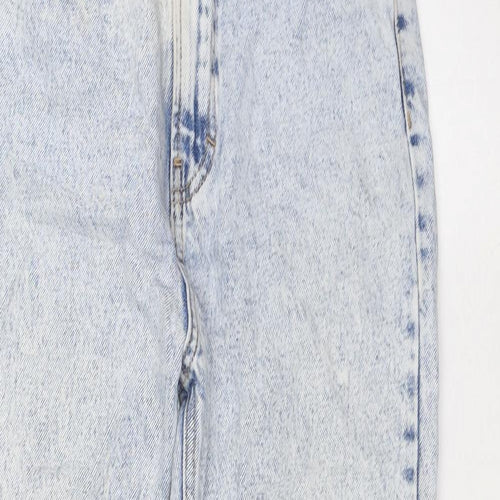 Pull&Bear Womens Blue Cotton Mom Jeans Size 4 L24 in Regular Zip