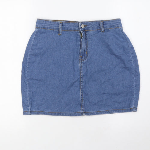 Don't Think Twice Womens Blue Chlorofibre A-Line Skirt Size 10 Zip