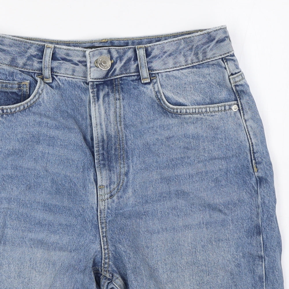 George Womens Blue 100% Cotton Basic Shorts Size 10 L10 in Regular Zip - Raw Hem