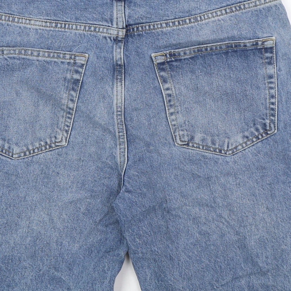 George Womens Blue 100% Cotton Basic Shorts Size 10 L10 in Regular Zip - Raw Hem