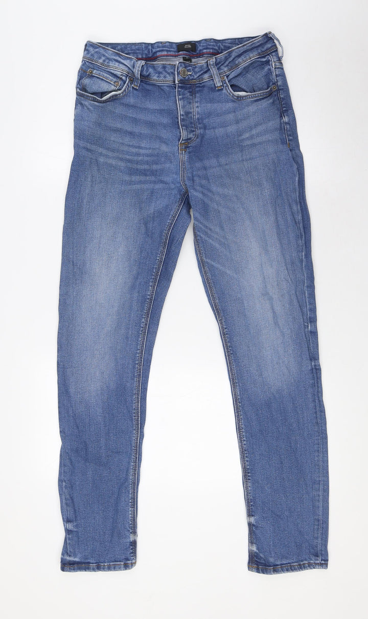 River Island Mens Blue Cotton Skinny Jeans Size 30 in L29 in Regular Zip