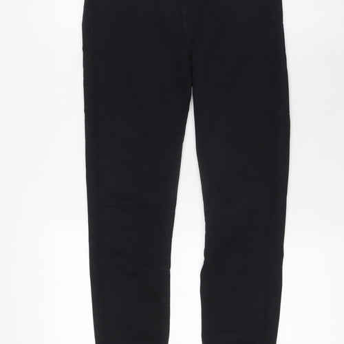 Topshop Womens Black Cotton Skinny Jeans Size 25 in L25 in Regular Zip - Raw Hem