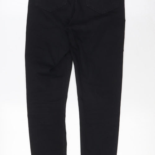Topshop Womens Black Cotton Skinny Jeans Size 25 in L25 in Regular Zip - Raw Hem