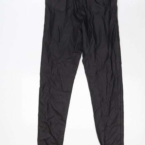 Quiz Womens Black Viscose Trousers Size 8 L29 in Regular Zip