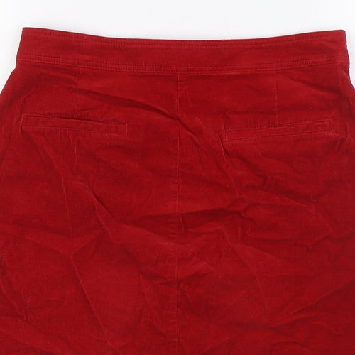 Marks and Spencer Womens Red Cotton A-Line Skirt Size 8 Button