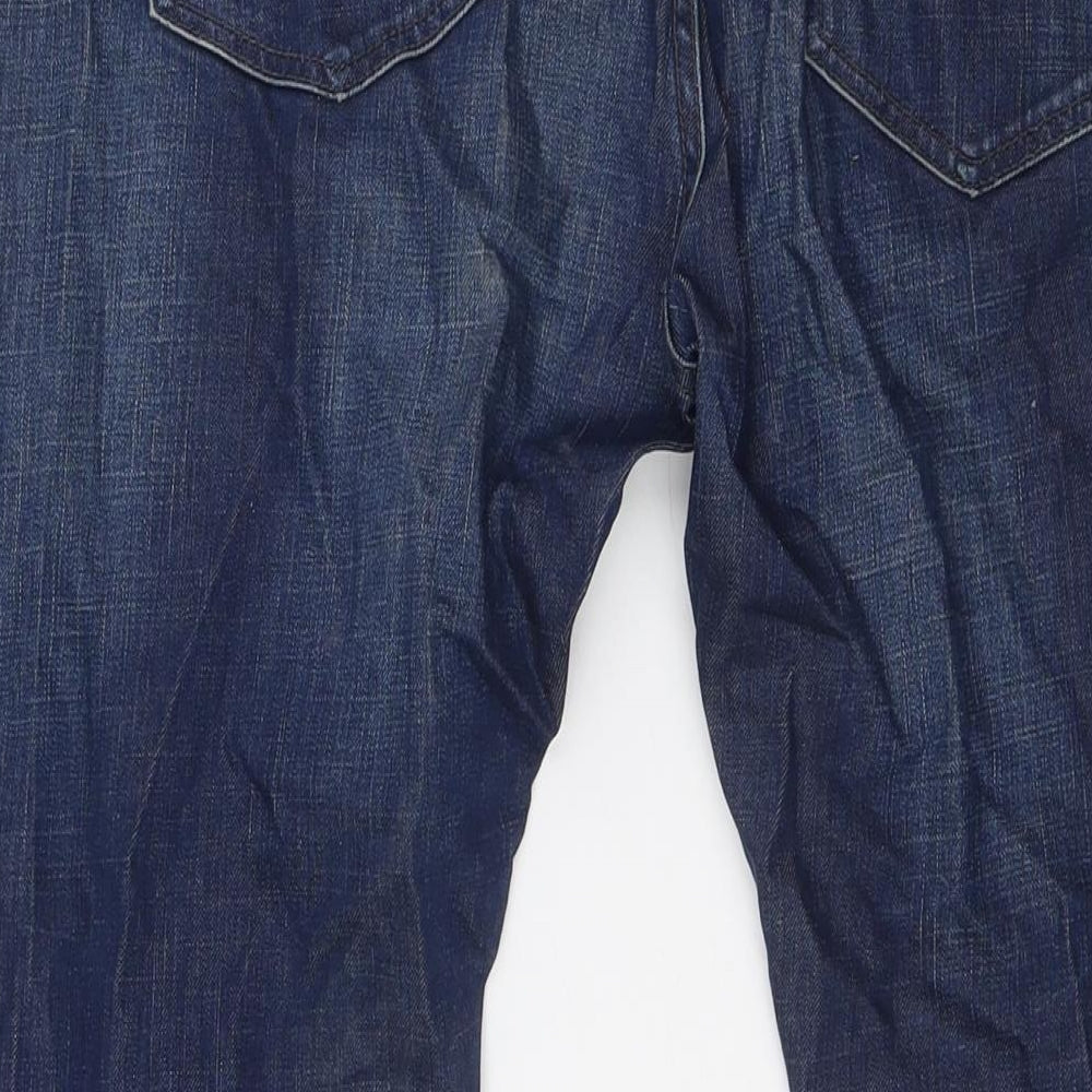 Superdry Mens Blue Cotton Straight Jeans Size 34 in L32 in Slim Zip