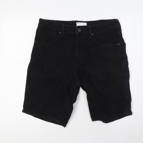 ASOS Mens Black Cotton Cargo Shorts Size 32 in L10 in Regular Zip