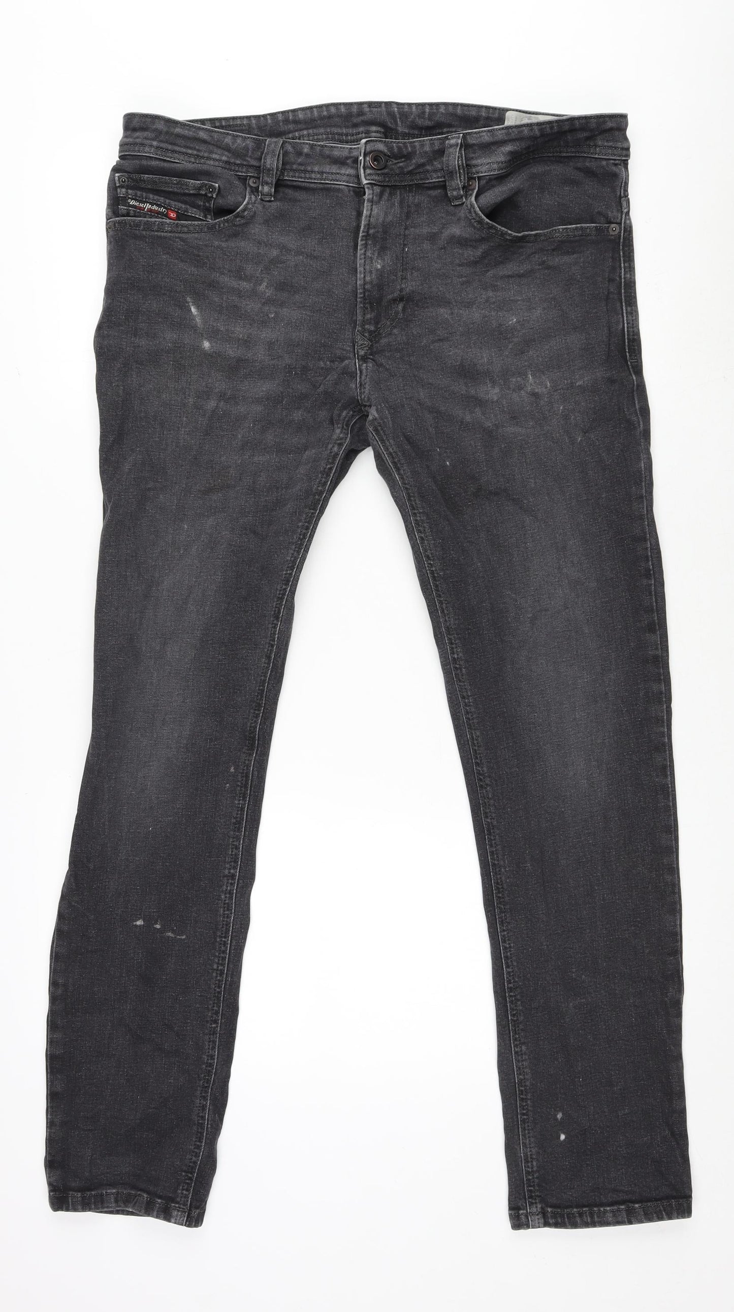 Diesel Mens Grey Cotton Skinny Jeans Size 34 in L32 in Slim Zip