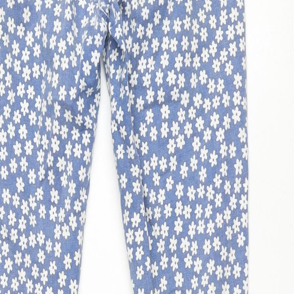 Topshop Womens Blue Floral Cotton Straight Jeans Size 26 in L30 in Regular Zip