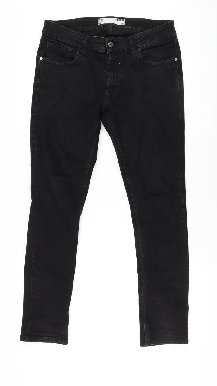 nuon nuo flex Womens Black Cotton Straight Jeans Size 36 in L28 in Regular Zip
