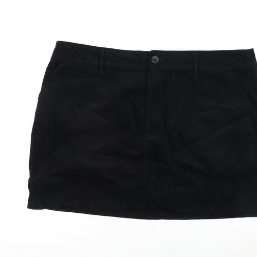 ASOS Womens Black Cotton Mini Skirt Size 20 Zip
