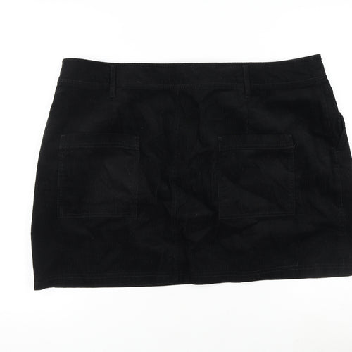 ASOS Womens Black Cotton Mini Skirt Size 20 Zip