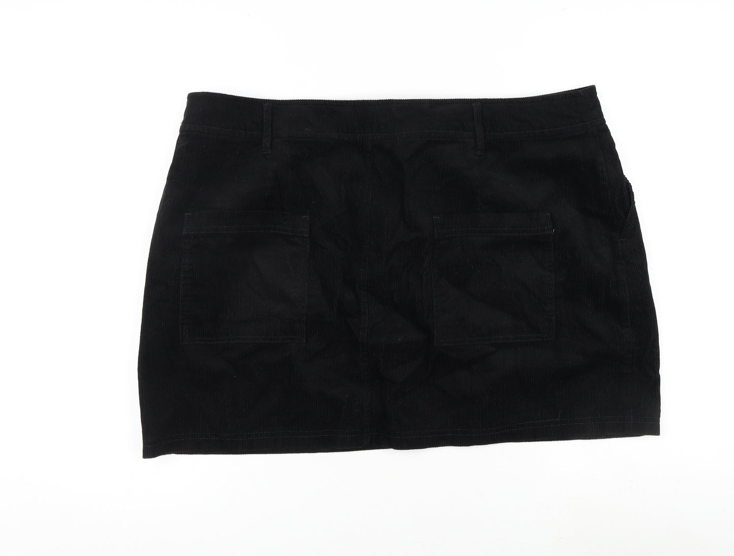 ASOS Womens Black Cotton Mini Skirt Size 20 Zip