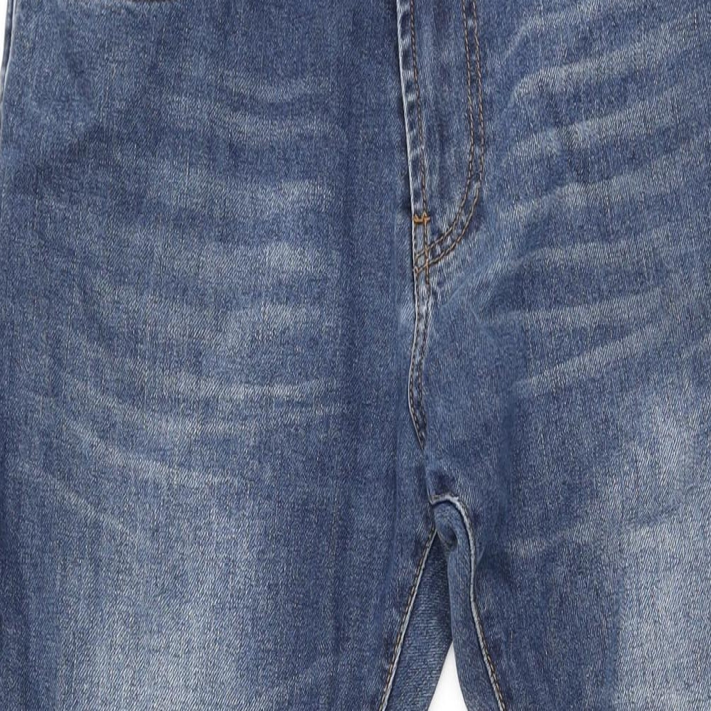 Zara Mens Blue Cotton Straight Jeans Size 46 in L30 in Regular Zip
