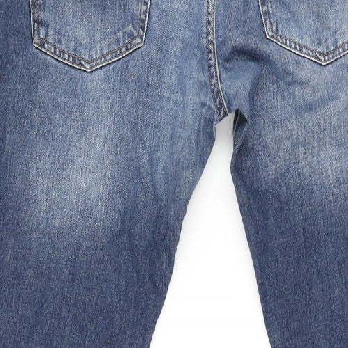 Zara Mens Blue Cotton Straight Jeans Size 46 in L30 in Regular Zip