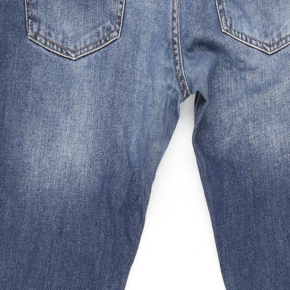 Zara Mens Blue Cotton Straight Jeans Size 46 in L30 in Regular Zip