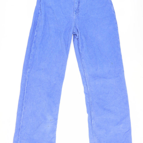Zara Womens Blue Cotton Trousers Size 36 L32 in Regular Zip