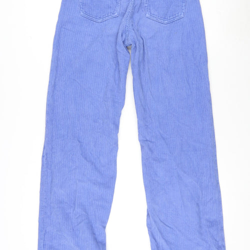 Zara Womens Blue Cotton Trousers Size 36 L32 in Regular Zip