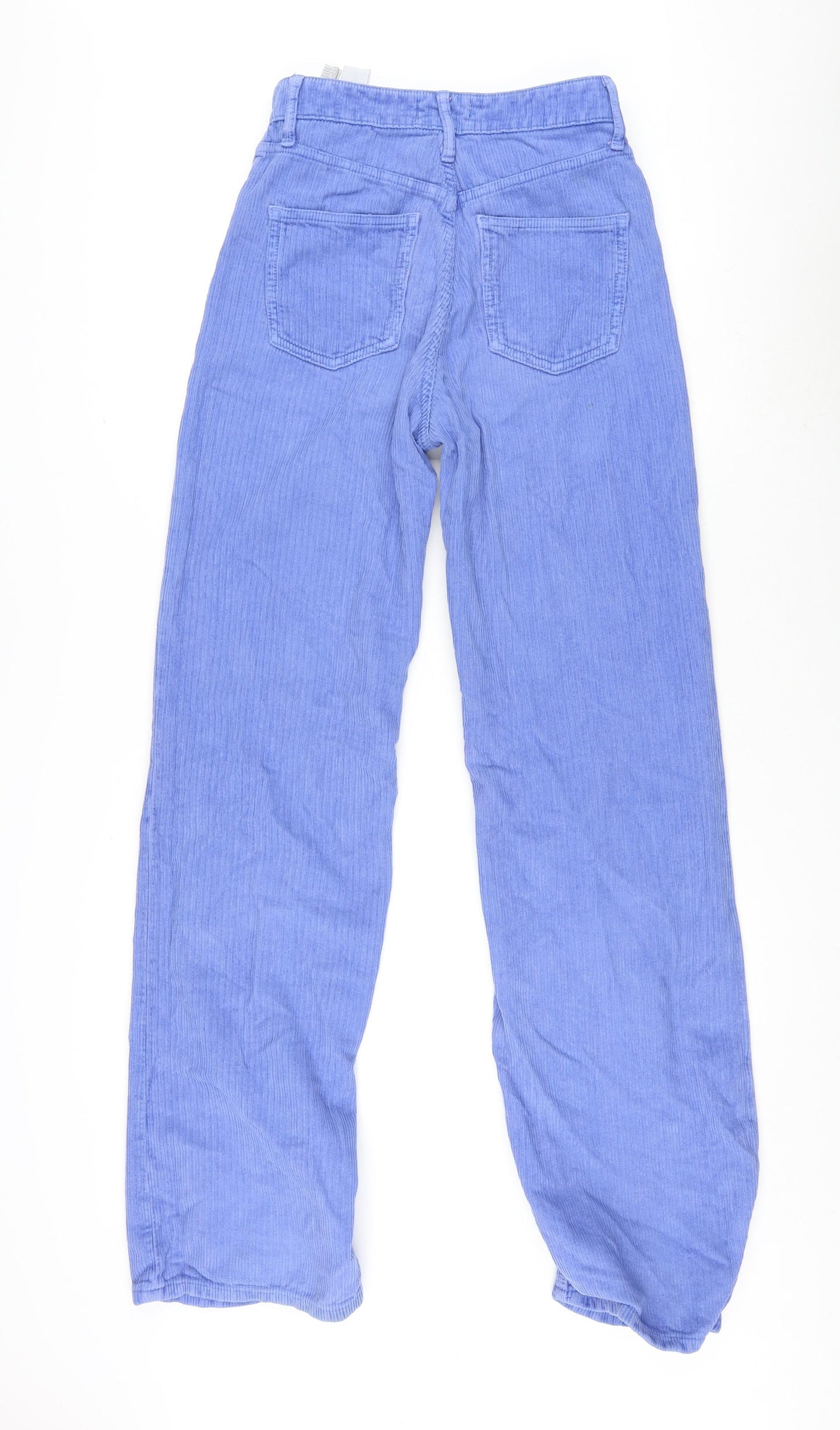 Zara Womens Blue Cotton Trousers Size 36 L32 in Regular Zip