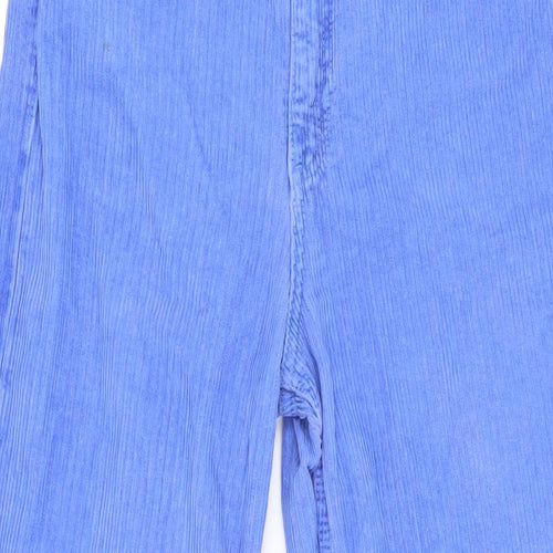 Zara Womens Blue Cotton Trousers Size 36 L32 in Regular Zip